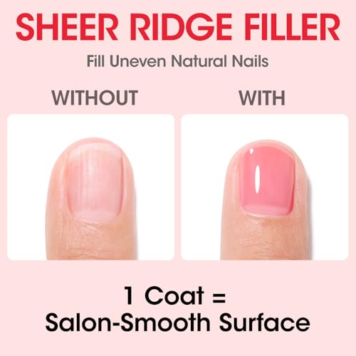 GELLEN 4?in?1 Clear Nail Polish Base Coat Sheer Tinted Red, Ridge Filler, Nail Strengthener & Concealer, Calcium Formula Strengthen Nails, Natural Color Enhance Natural Look, HEMA Free, Anti Yellow