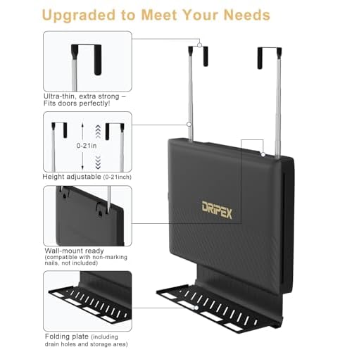 Dripex 3 Way Mirror with Storage Shelf, Trifold Self Haircut 360¡Æ Barber Mirror with Height Adjustable Hooks for Makeup, Styling, Shaving, Braiding, Dye Hair