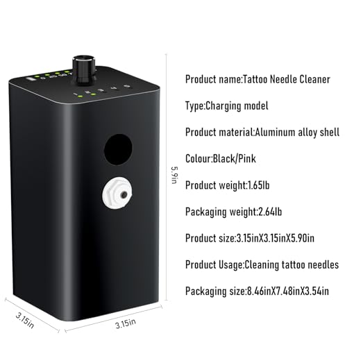 Tattoo Needle Cleaner Ink Washer,Automatic Sensing,Tattoo Cartridge Needles Cleaning Machine,Rinse Tattoo Needle Cartridges Ink,Tattoo Supplies,Suitable for Tattoo Beginners and Artists (PINK)