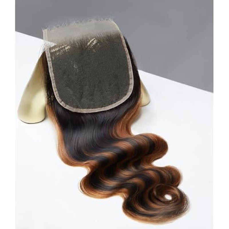 Mlip 5x5 HD Lace Closure Body Wave, 0.10mm Ultra Thin Invisible Swiss Lace, Skinlike Real HD Lace Melt into Skin Perfectly, Pre-plucked Natural Hairline, Raw Indian Human Hair 16 Inch Highlight Color
