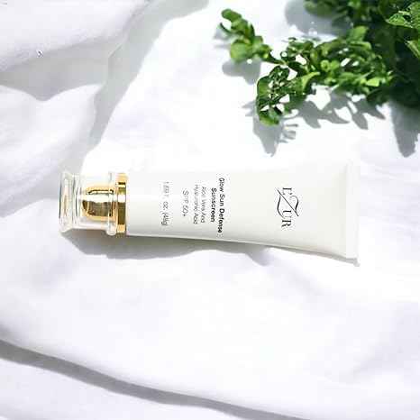 L'Zur Face Sunscreen SPF 50+ Glow Sun Defense Lotion Non-Greasy Ultimate Protection with Aloe Vera, and Hyaluronic Face Moisturizing for Radiant Skin - 1.69-Fluid Ounce