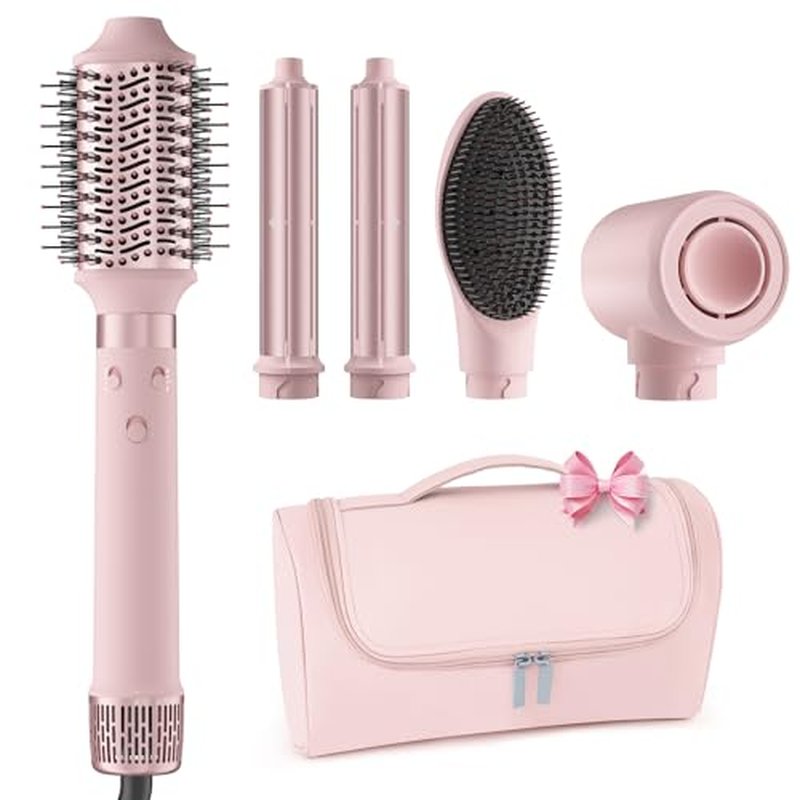 Dual Voltage Hot Air Styler Wrap - 5 in 1 Hair Dryer Brush with Fast Drying Blow Dryer, Styling, Straightening & Volumizing with Travel Bag (100V?240V)