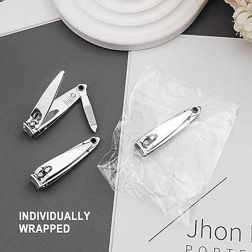 100 Pack Stainless Steel Nail Clippers Bulk, Bulk Nail Clippers with File for Homeless Individually Wrapped, for Homeless,Shelter, Air Bnb, Hotel (100 PCS)