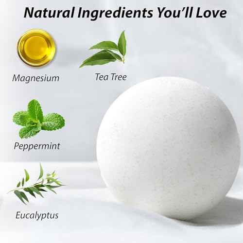 Magnesium Bubble Bath Bombs Long Lasting Foaming Sore Muscles Recovery Tea Tree Relaxing Stress Relief Calming Self Care Spa Gift for Birthday Christmas