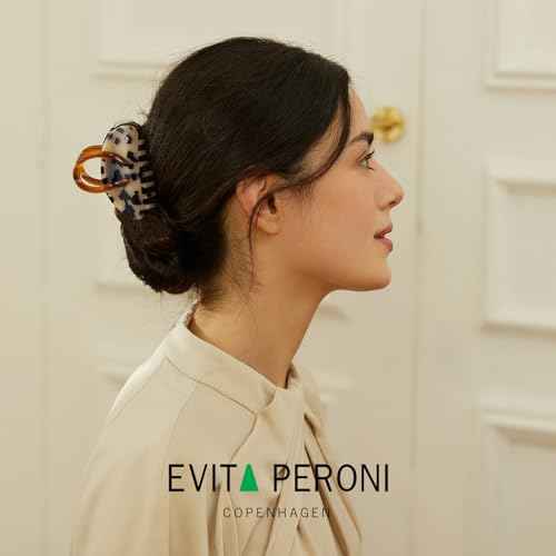 EVITA PERONI Middle Hair Clip, "Vintage Candy" Hair Clips for Women Strong Grip Acetate Shark Claw Clip with Gift Box, Amber