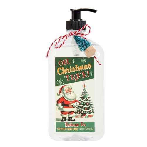 San Francisco Soap Company Mid Century Santa Hand Soap (17 Fl oz) | Balsam Fir | Dye-Free Hand Soap | Perfect Holiday Gift | Unisex