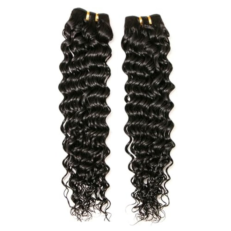 Deep Wave Bundles, Curly Bundles Human Hair, 16 18 20 Inch, Wet and Wavy, Natural Black, Soft, 285g-300g, Brazilian Hair