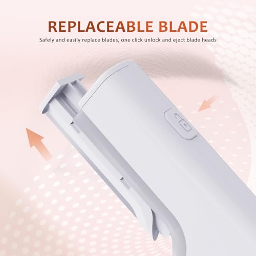 Rechargeable Sonic Smooth Dermaplane Razor for Women Face, 2 in 1 Painless Facial Exfoliation & Peach Fuzz Removal, 3-Speed Dermaplaning Tool with LED Light and 5 Refill Dermablades, White