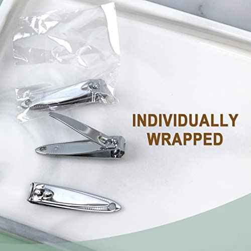 50 Pack Stainless Steel Nail Clippers Bulk, Bulk Nail Clippers for Homeless Individually Wrapped, for Homeless,Shelter, Air Bnb, Hotel (50 PCS)