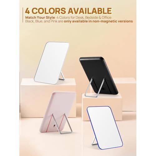 OMIRO Desk Makeup Mirror, 8 x 5 inches Table Mirror with Foldable Stand and Hanging Hole for Shaving and Travelling, White