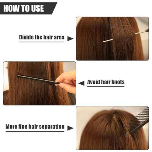 NICEMOVIC 36 Pack Rat Tail Parting Rattail Braiding Combs Bulk for Women, Parting Combs for Braiding Hair, Individually Wrapped Braider Essentials Barber Supplies Accessories Tools (Black)