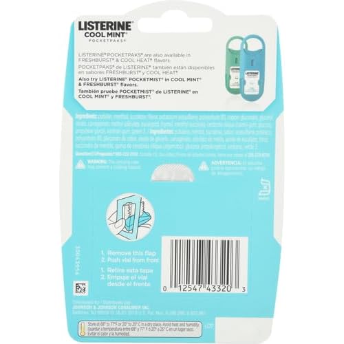 Listerine Pocketpaks Breath Strips, Cool Mint, 72 Count (Pack of 1)
