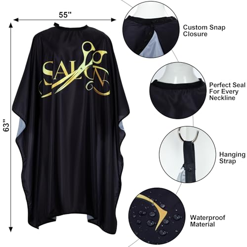 Hair Cutting Cape Barber Cape 63"¡¿55" Professional Barber Capes Water Resistant Hair Cape with Adjustable Neck Size (5 Pack)