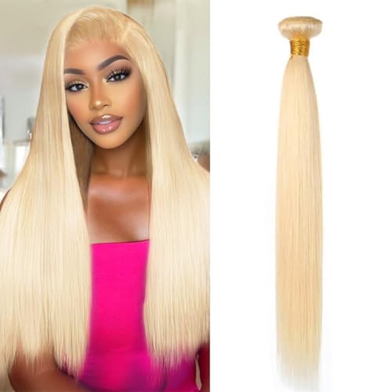 HC 613 Bundles Human Hair 30 Inch Blonde Straight Bundles 100% Unprocessed 10A Grade Brazilian Virgin Human Hair Bundles 1 Bundle Human Hair 613 Blonde Bundle (Single Bundles Human Hair)