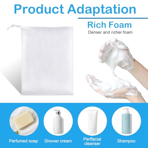 40pcs Mesh Soap Bags for Soap Bars, Exfoliating Bubble Mesh Net Bars with Drawstring for Shower Face Cleansing