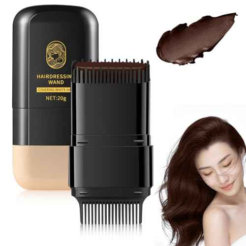 2-in-1 Hair Color Stick & Comb, Waterproof and Sweat-Proof Hair Dye Comb, Instant Convenient Root Touch Up for Gray Hair, Touch up Comb for Women & Men (Chestnut Brown)