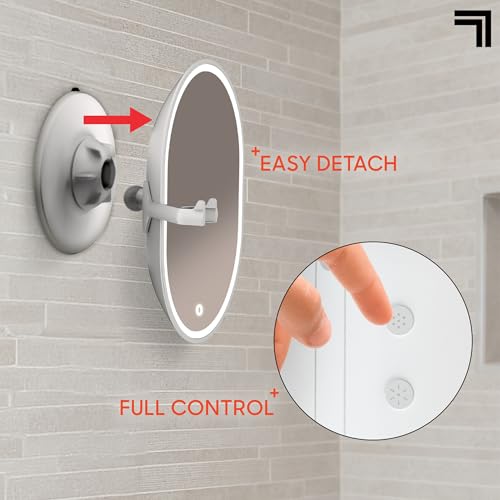 Sharper Image¢ç SpaStudio¢ç Fog-Free Heated Shower Mirror & Razor Holder - IPX7 Waterproof| Rapid Defog Technology|Rechargeable Battery| Swivel Wall Mount & Stand|60-Second Fogless Mirror| Bathroom Gift