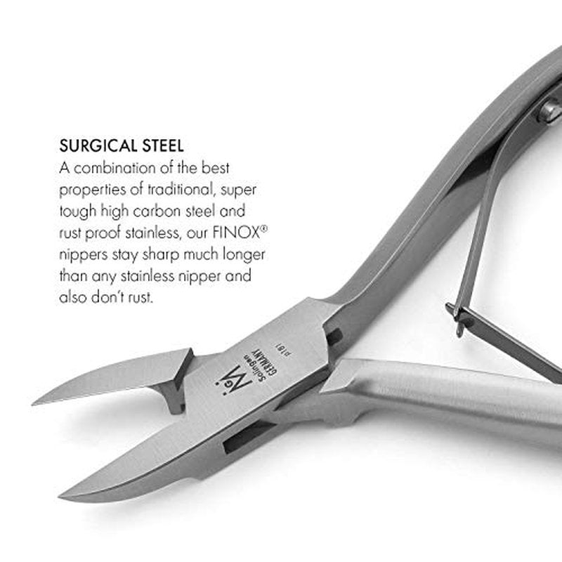 Pedicure Ingrown Nippers FINOX Surgical Steel Toe Nail Clippers German Stainless Steel Podiatry Tool in Leather GERmanikure Solingen p127