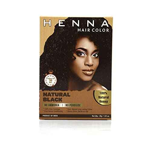 HENNA HAIR COLOR 30 Minute Enriched with Herbs Semi Permanent Powder - Harsh Chemical Free Black Hair Dye for Men and Women (Natural Black)