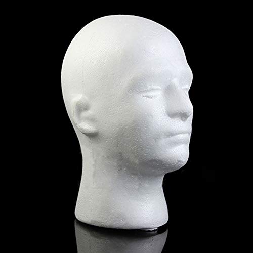 Male Head Model, Foam Mannequin, Head Model Wig Hair Hat Display Foam Mannequin Manikin White (Style 3)