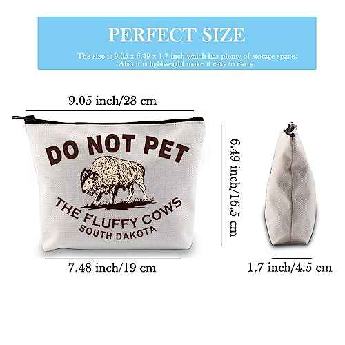 Bison Buffalo Gift Do Not Pet the Fluffy Cows Zipper Pouch South Dakota Gift Midwest Badlands National Park Gift Makeup Bag (SOUTH DAKOTA Bag)