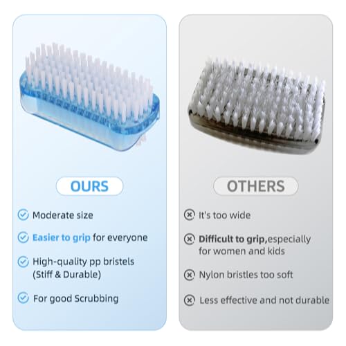 5 Pack Nail Brush for Cleaning Fingernails - Two Sided Hand Fingernail Scrub Brush Set, Soft Stiff Bristles Scrubber Nails Toes Cleaning Brush