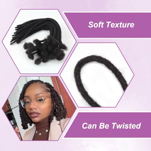 6 inch 50 Strands Loc Extensions Human Hair, 0.4cm Width 100% Human Hair Dreadlock Extensions for Men/Women, Can be Dyed Soft Dreads Extensions,1b