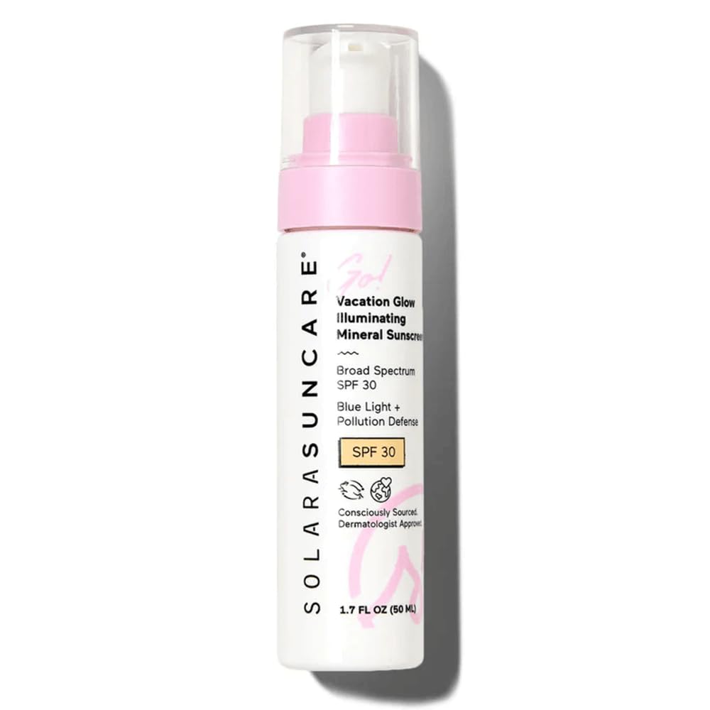 Solara Suncare - Go! Vacation Glow Illuminating Tinted Moisturizer, SPF 30 | EWG Verified, Vegan, Cruelty Free, Reef friendly | Unscented, Lightweight, Safe For Sensitive Skin (1.7 fl oz | 50 ml)