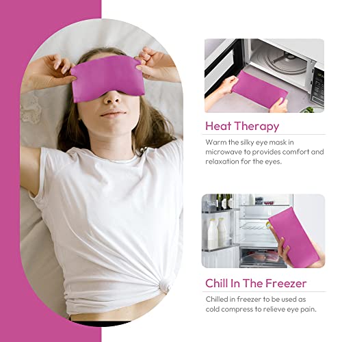 Lavender Eye Pillows for Relaxation, Yoga Eye Pillow for Meditation, Microwavable Weighted Eye Pillow for Yoga, Moist Heat & Cold Eye Compress with Aromatherapy (Rose Red) - 2 Pack