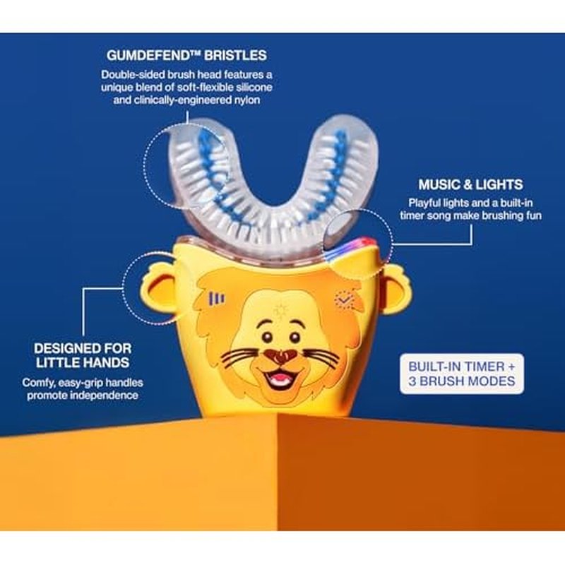 autobrush Kids Electric Toothbrush ? Only ADA Accepted U-Shaped Toothbrush, Clinically Proven Up to 5.1X Better Cleaning, 30 Seconds, Full-Mouth 360 Coverage, LED Lights, Music, Ages 6-8, Unicorn