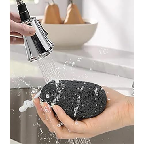Pumice Stone Foot and Hand Scrubber - Natural Lava Stone for Callus Remover, Foot Exfoliation, Hand Scrub, Pedicure Tool, Dry Skin Remover, Promote Healthy Foot and Hand Care (Black)