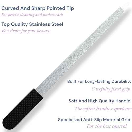 Professional Sapphire Black Nail File ? 6.7" Stainless Steel, Double-Sided Metal File, Ergonomic Non-Slip Handle, for Natural, Gel, Acrylic Nails, Manicure & Pedicure Tool