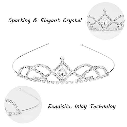 CURASA 4 Pack Princess Crown for Girls Silver Crystal Tiara for Kids Crown for Girls Rhinestone Headband Birthday Crowns for Women Hair Jewelry for Birthday Wedding, Prom, Pageant