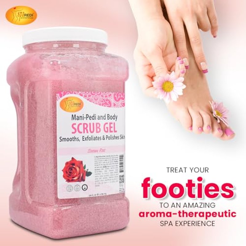 SPA REDI ? Sensual Rose Pumice Scrub Gel, Exfoliating, Hydrating & Nourishing, Infused with Hyaluronic Acid, Amino Acids, Panthenol and Comfrey Extract for Glowy Smooth Skin ? 128oz Gallon