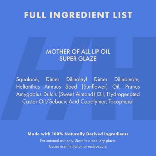 Handmade Heroes 100% Natural Vegan Lip Oil with Squalane Non-Sticky Lip Gloss Moisturizing, Shiny, Nourishing Korean Lip Gloss - Super Glaze (Clear)