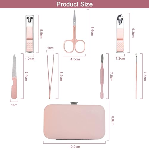 Premium Manicure Set, 7 in 1 Professional Nail Clippers Scissors Pedicure Kit, Stainless Steel Cuticle Nail Care Tools with Luxurious Travel Case, Portable Manicure Grooming Kit Gift for Women