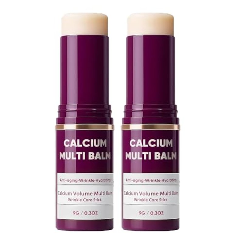 2pcs Cemenrete Calcium Multi Balm, Calcium Volume Multi Balm, Wrinkle Core Stick, Korean Collagen Moisturing Stick, Anti-aging, Hydrating, Firming Skin, Suitable for Eyes, Neck, Face