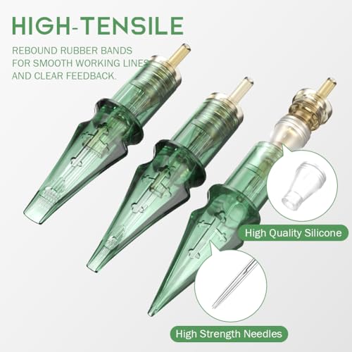 Tattoo Cartridge Needles,Solong Pro 50Pcs Disposable Tattoo Needles Liners 12#(5RL) Round Liner X-Taper Tattoo Needle Cartridge EN01S-50-1205RL-X