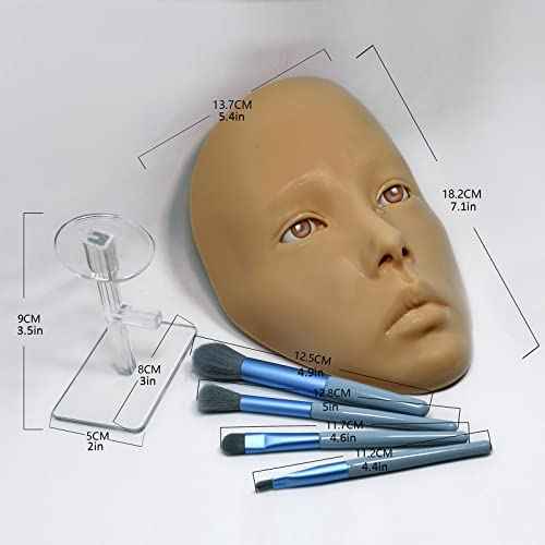 5D makeup Practice Face Board, Silicone Makeup Mannequin Face, Reusable Beginner Practice Eye Makeup Face, Eye Fake Silicone, Makeup Artist Full Face Practice Eyelash Eye Shadow Eyeliner Pen Simulatio