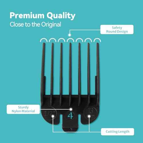 Clipper Guards Set Compatible with Wahl Clippers (Not for All Models), Clipper Guides Replacement - 1/16" to 1", 10 Piece Set, Black Color