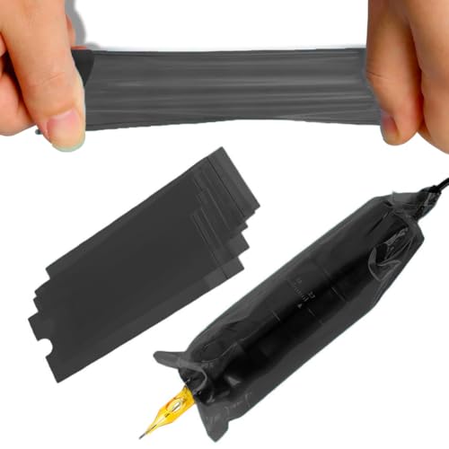 200Pcs Tattoo Machine Covers Self-adhesive Type 2.5¡¿7.4 Inch Tattoo Pen Covers Machine Bags Sleeves for Tattoo Supplies Accessories (Black)