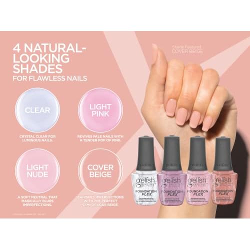 Gelish Foundation Flex ? Flexible Base Coat for Nails, Ridge Filling, & Perfect Protection, Soak-Off Rubber Base Gel Nail Kit for Long-Lasting Nail Strength and Flexibility (Clear, 15mL)