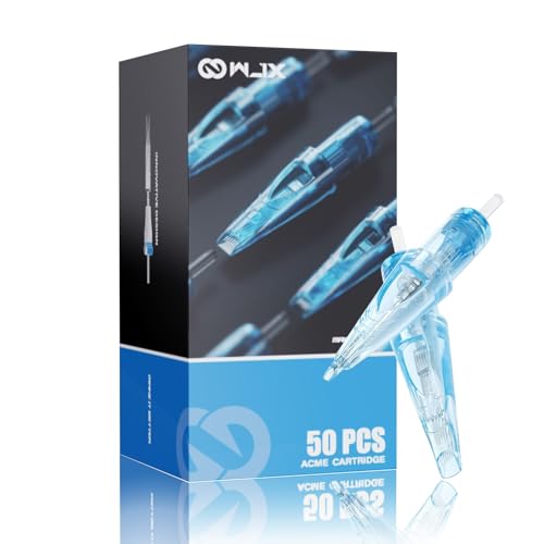 Wjx Tattoo Cartridge Needles 50Pcs Mixed Size #12 Standard 3RL 5RL 7RL 5RS 7RS 9RS 7RM 9RM 7M 9M Disposable Tattoo Cartridges Round Liner Shader Curved Magnum Fit in Most Tattoo Machines