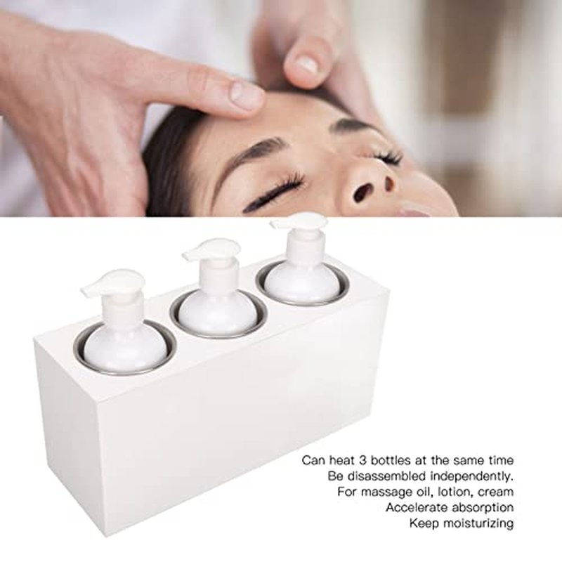 Massage Oil Warmer, Portable 3 Bottles Massage Oil Lotion Warmer with Constant Temperature & Timer, Professional Oil Lotion Cream Warmer Heater for Home, Salon, Spa Massage