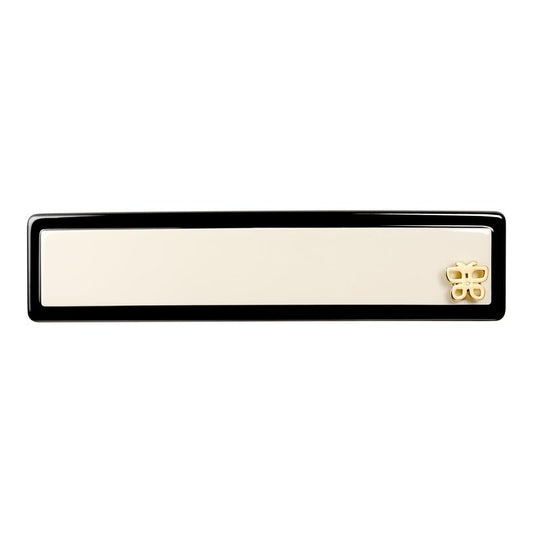 SHE'S FREE STYLE JUST FOR YOU [Chanel-style] Hair Barrette for Women, Acetate Resin Barette, Classic Black & White, French Hair Accessory for Thin Hair, Anti-Slip for Half-Hair (Middle,3.5 inch,1 Pcs)