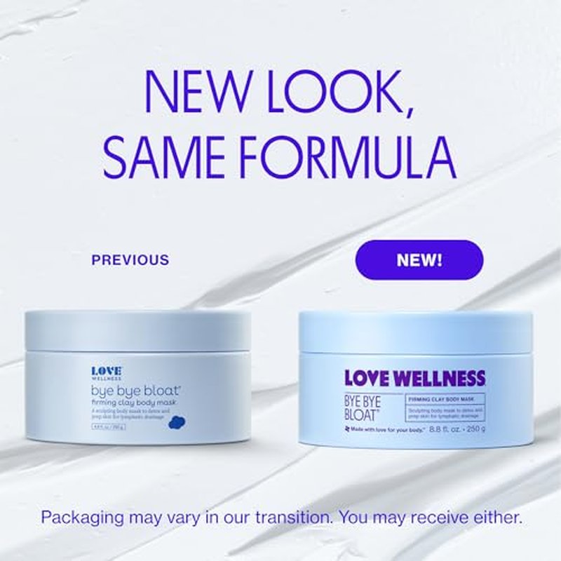 Love Wellness Bye Bye Bloat Firming Clay Body Mask | Lymphatic Drainage Body Mask for Women | Support Bloating Relief, Skin Hydration & Boost Circulation | Caffeine, Grapefruit & Peppermint Oil | 250g