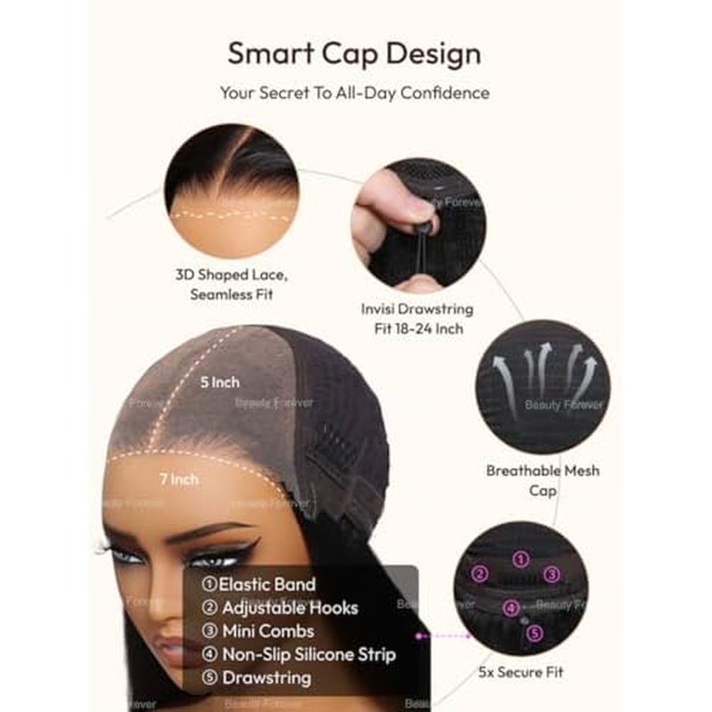 Beauty Forever Side Part Bob Wig Human Hair Ombre Chestnut Brown Glueless HD Lace Bob Drawstring Wig with Face Framing Bangs 150% Density 10 Inches Pre Cut Plucked Bye Bye Knots Ready to Go Short Wig