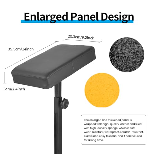 Tattoo Armrest Stand, Tattoo Arm Rest Stand Adjustable, Tiltable Thickened Black Leather Cushion, Stable Four Corner Base, Portable Tattoo Armrest for Studio Salon Tattoo