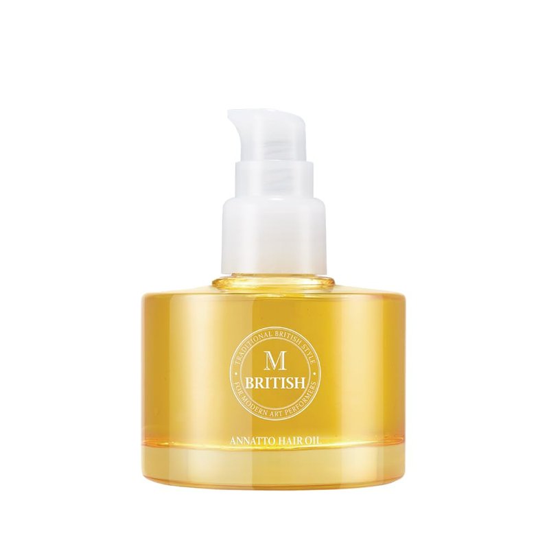 BRITISH M Annatto Hair Oil 2.36 fl. oz – Frizz-Free Shine, Deep Hydration, Natural Vegan Formula, UV Protection, Salon-Quality for All Hair Types