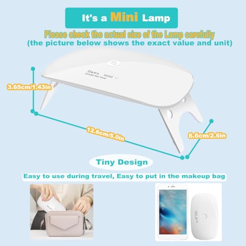 Kepma UV LED Nail Dryer Mini lamp Portable Curing Light for Gel Nail Polish,6w(White)